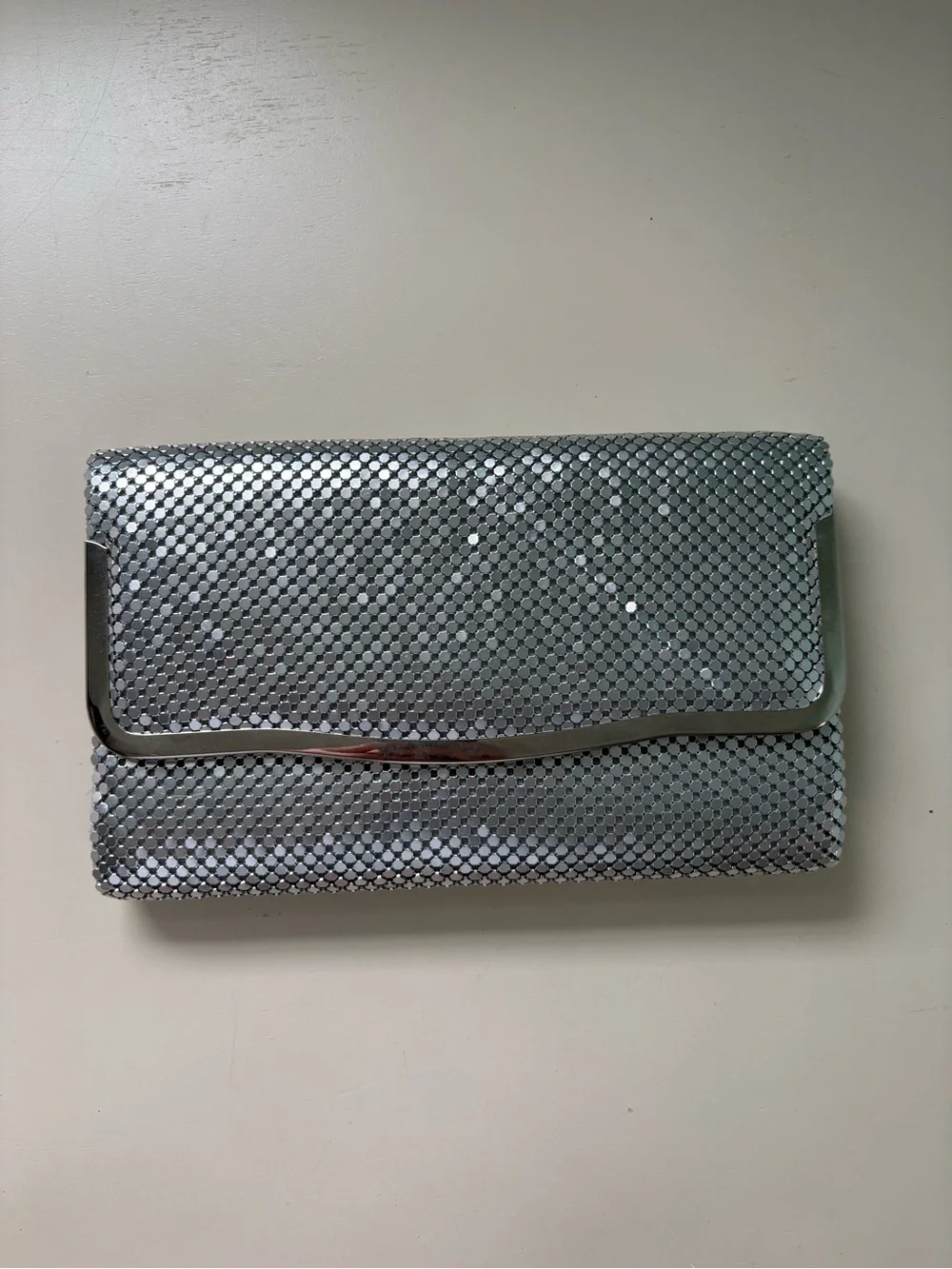 Silver Sequin Evening Clutch/Crossbody Combo - Elegant Women's Bag